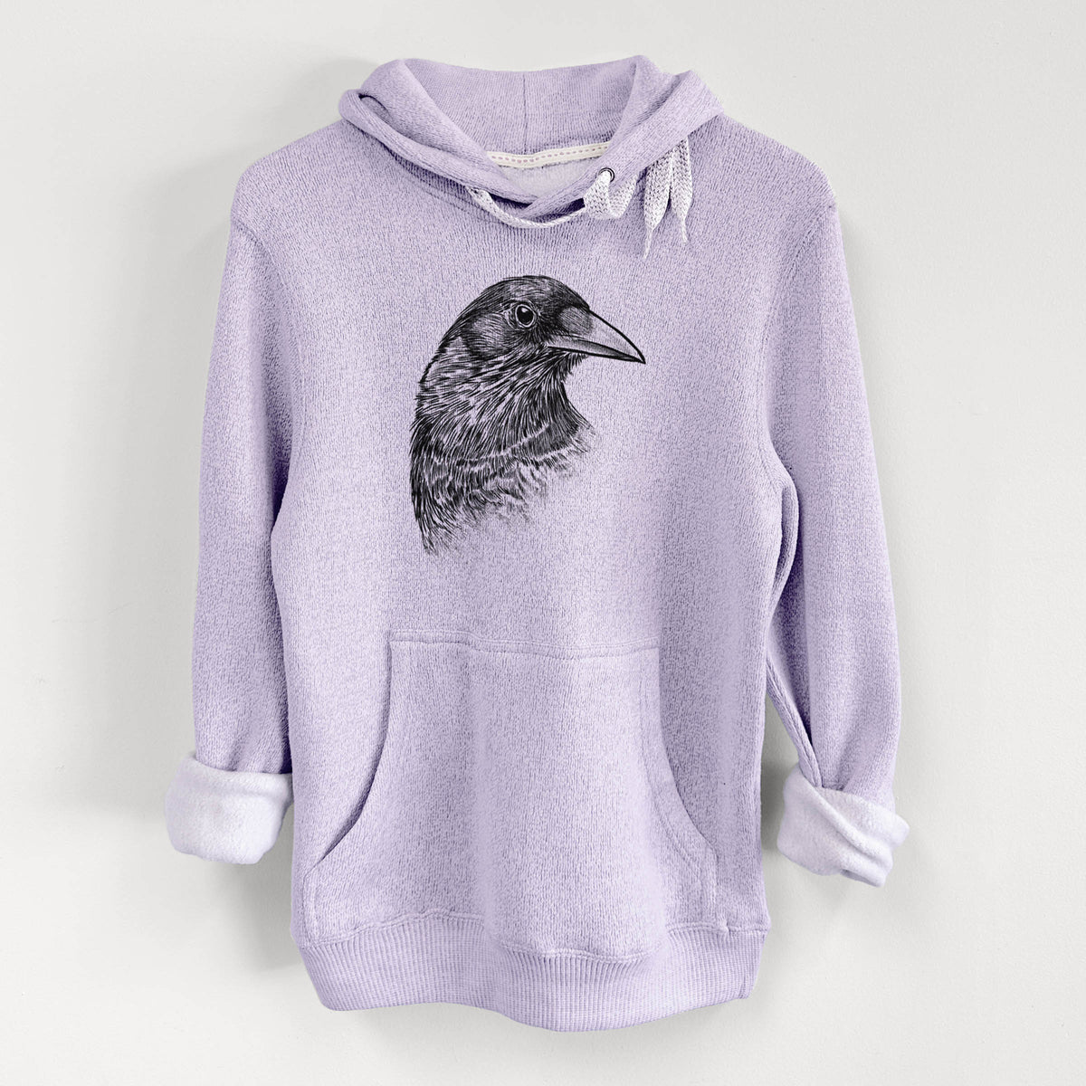 American Crow Bust - Corvus brachyrhynchos - Knit Hoodie