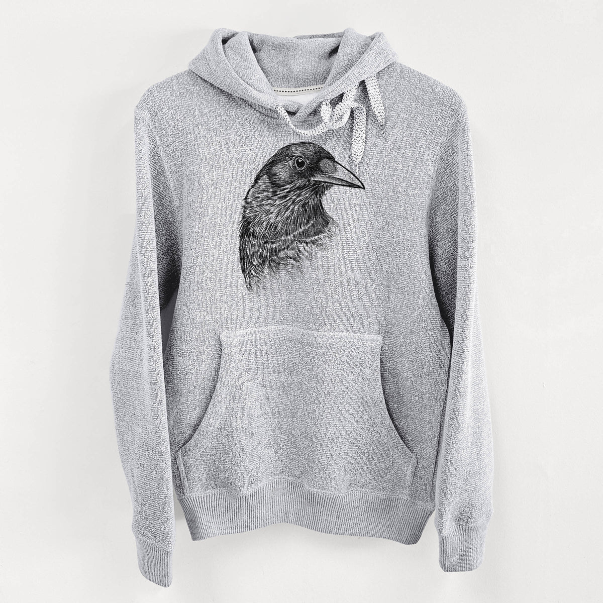 American Crow Bust - Corvus brachyrhynchos - Knit Hoodie