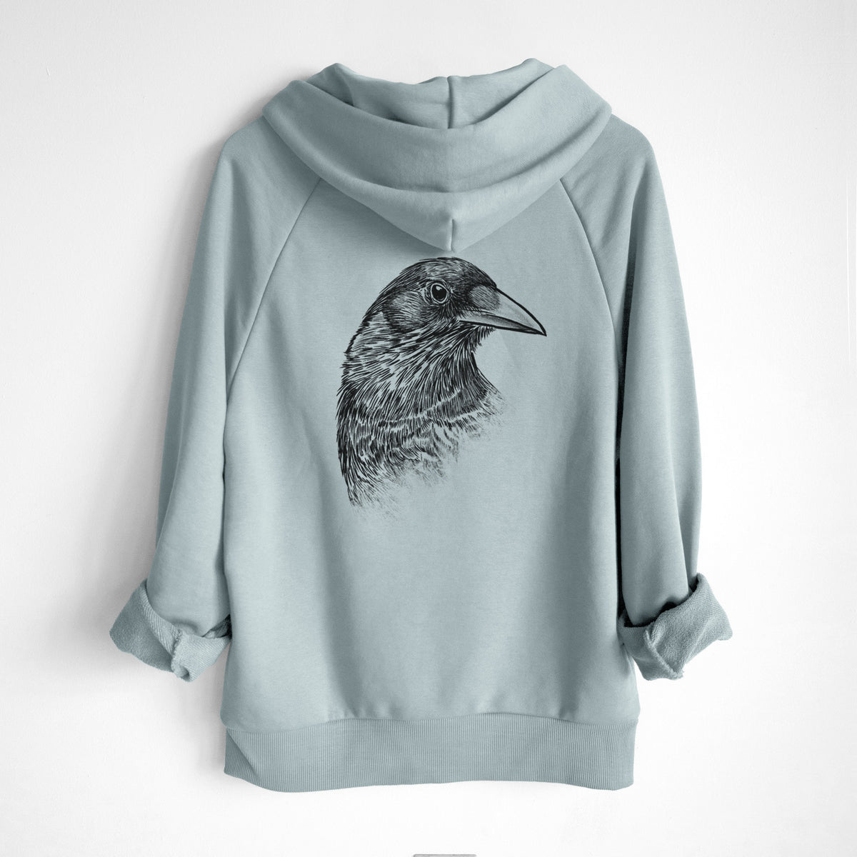 American Crow Bust - Corvus brachyrhynchos - UltraLuxe Heavyweight French Terry Hoodie
