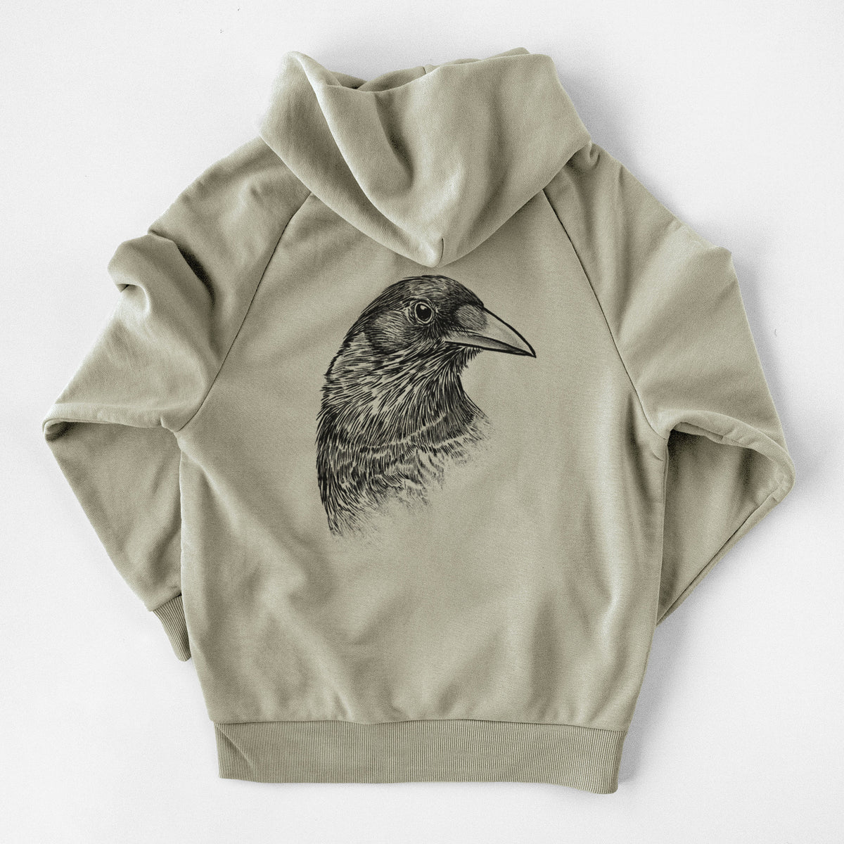 American Crow Bust - Corvus brachyrhynchos - UltraLuxe Heavyweight French Terry Hoodie