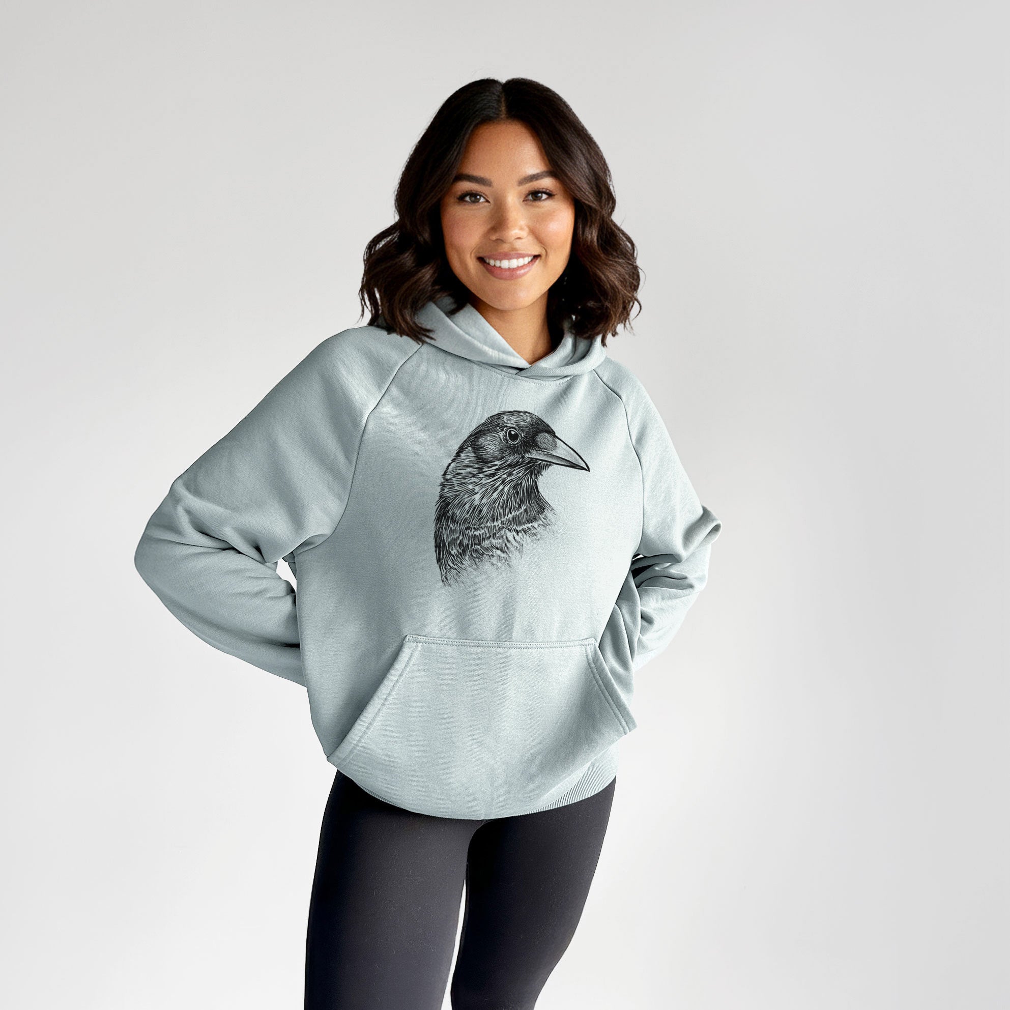American Crow Bust - Corvus brachyrhynchos - UltraLuxe Heavyweight French Terry Hoodie