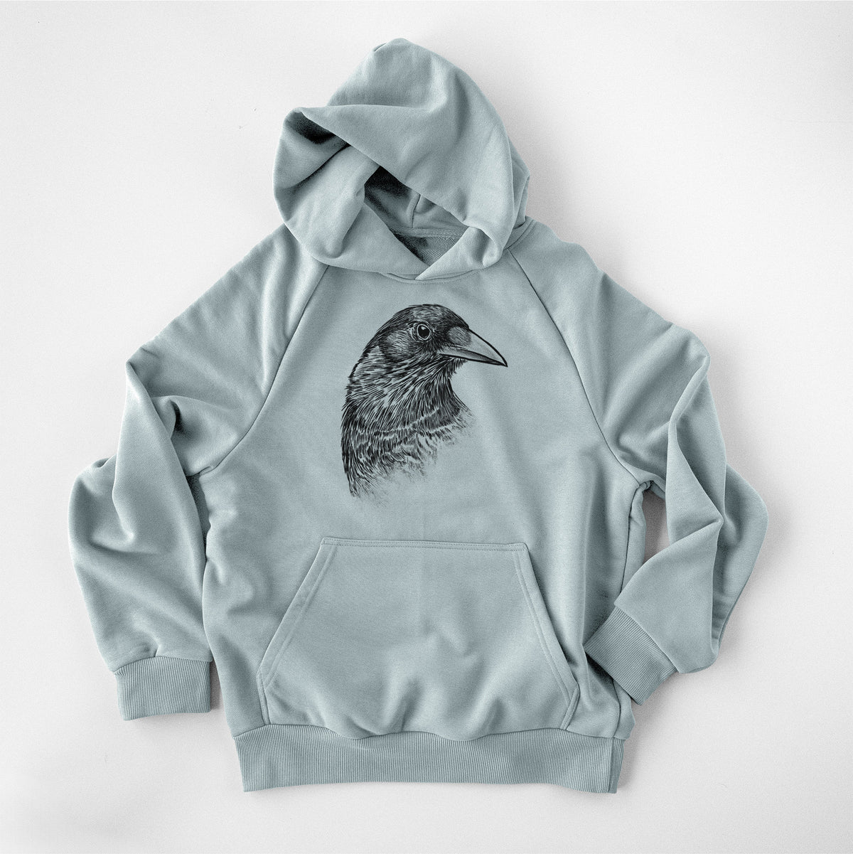 American Crow Bust - Corvus brachyrhynchos - UltraLuxe Heavyweight French Terry Hoodie