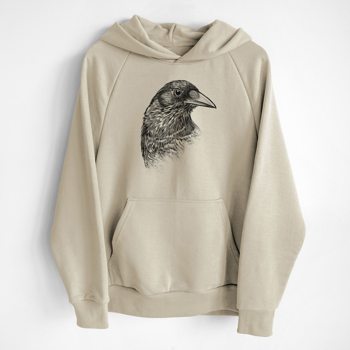 American Crow Bust - Corvus brachyrhynchos - UltraLuxe Heavyweight French Terry Hoodie
