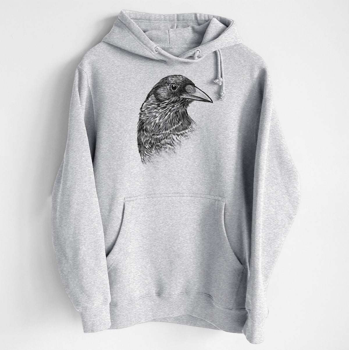 American Crow Bust - Corvus brachyrhynchos - Heavyweight Fleece Hoodie