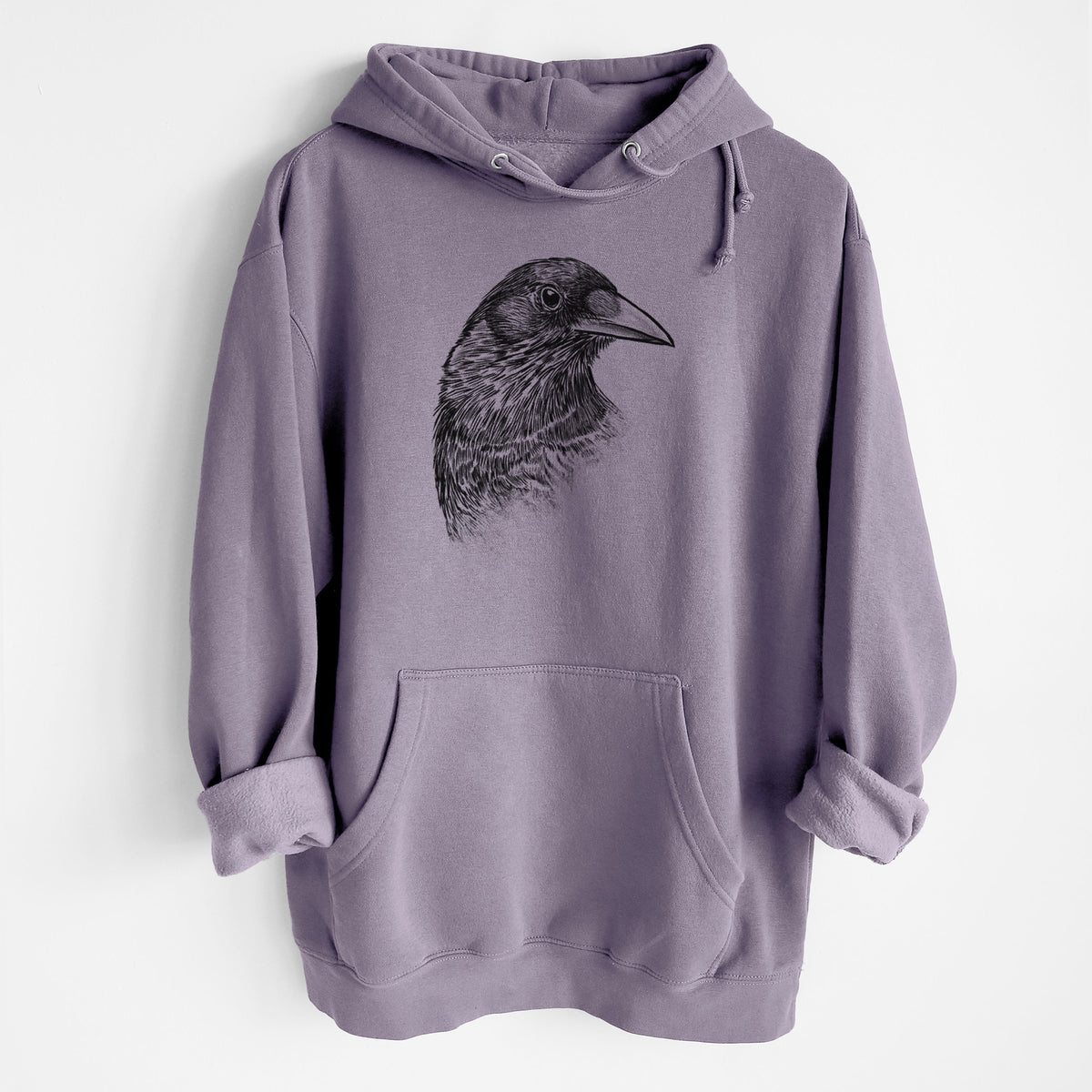 American Crow Bust - Corvus brachyrhynchos - Heavyweight Fleece Hoodie