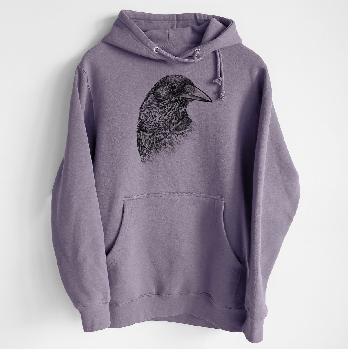 American Crow Bust - Corvus brachyrhynchos - Heavyweight Fleece Hoodie