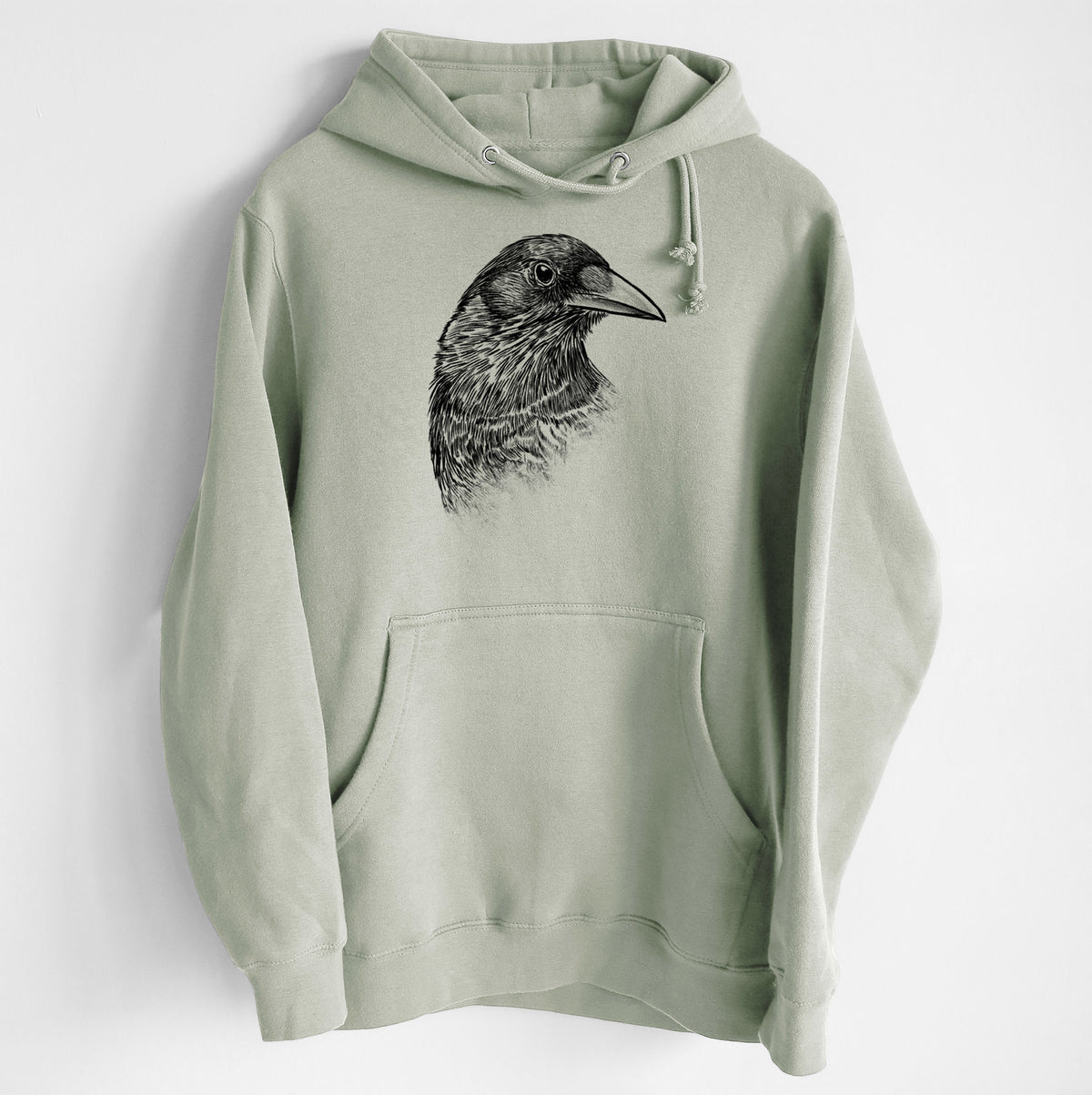 American Crow Bust - Corvus brachyrhynchos - Heavyweight Fleece Hoodie