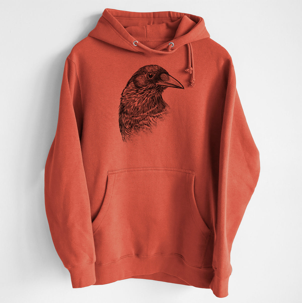 American Crow Bust - Corvus brachyrhynchos - Heavyweight Fleece Hoodie