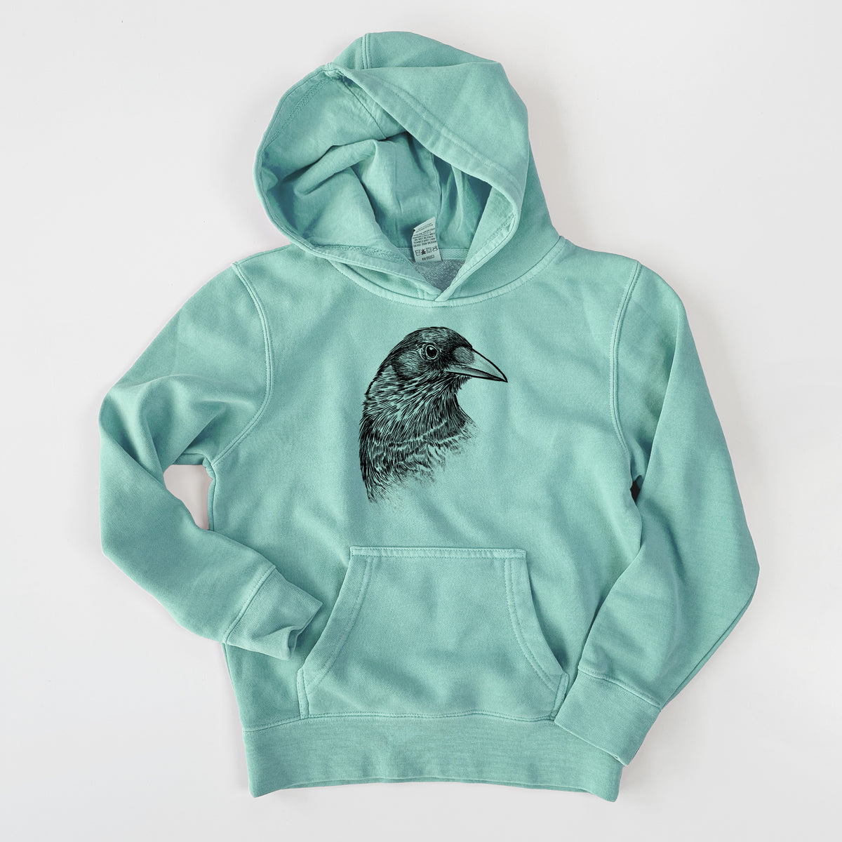 American Crow Bust - Corvus brachyrhynchos - Youth Pigment Dyed Hoodie