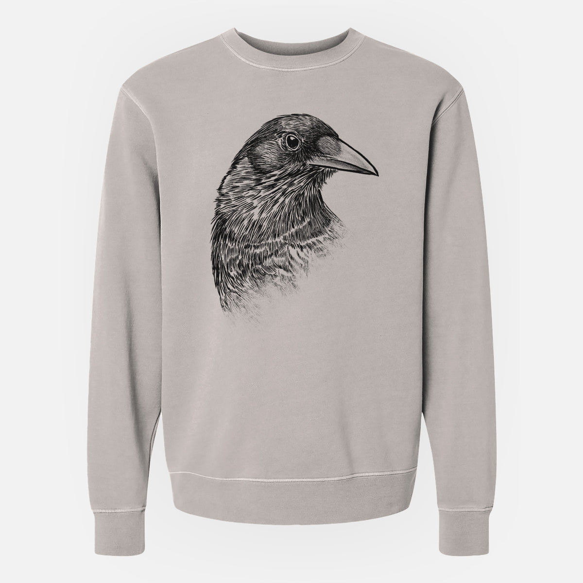 American Crow Bust - Corvus brachyrhynchos - Unisex Pigment Dyed Crew Sweatshirt