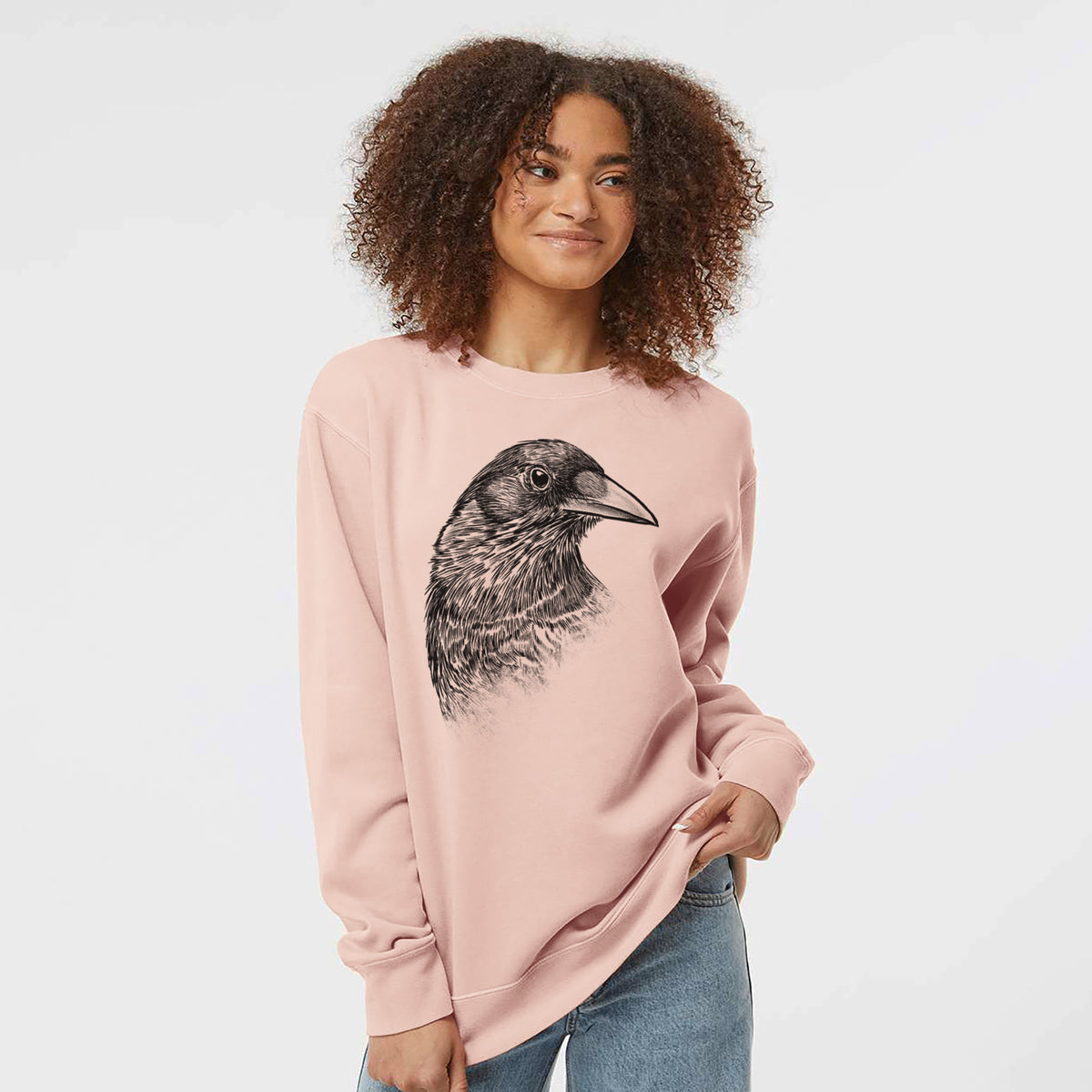 American Crow Bust - Corvus brachyrhynchos - Unisex Pigment Dyed Crew Sweatshirt