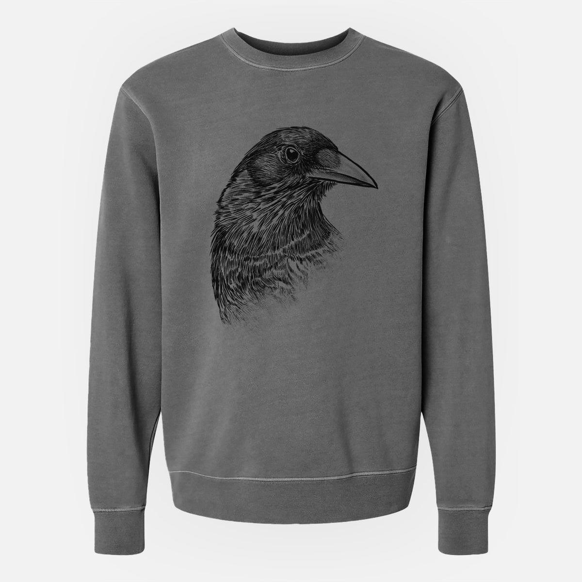 American Crow Bust - Corvus brachyrhynchos - Unisex Pigment Dyed Crew Sweatshirt