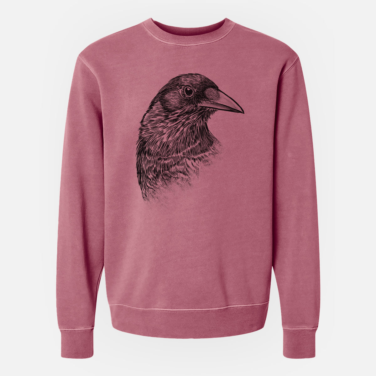 American Crow Bust - Corvus brachyrhynchos - Unisex Pigment Dyed Crew Sweatshirt