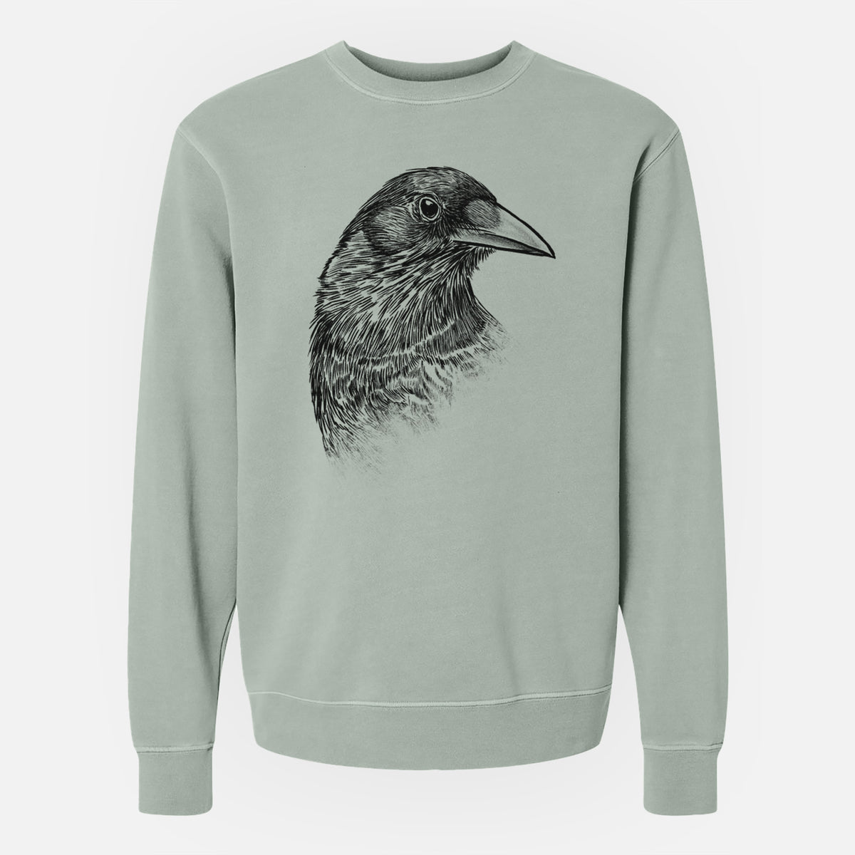 American Crow Bust - Corvus brachyrhynchos - Unisex Pigment Dyed Crew Sweatshirt