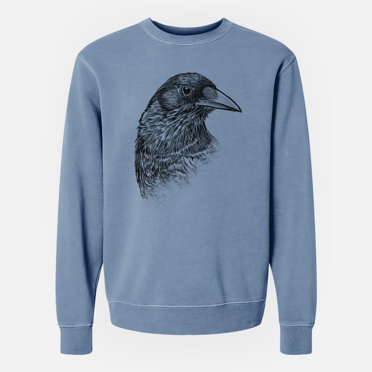 American Crow Bust - Corvus brachyrhynchos - Unisex Pigment Dyed Crew Sweatshirt