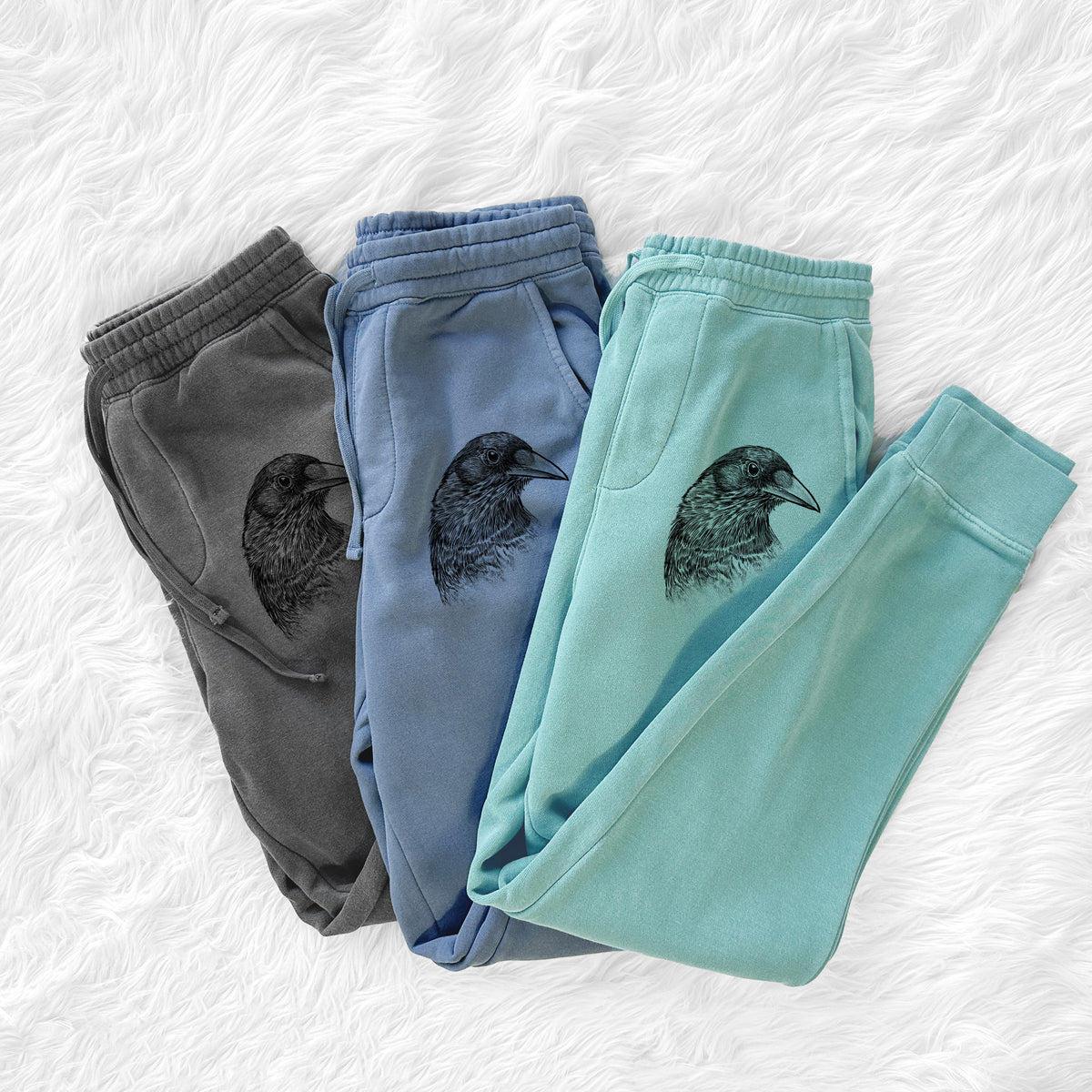 American Crow Bust - Corvus brachyrhynchos - Unisex Pigment Dyed Sweatpants