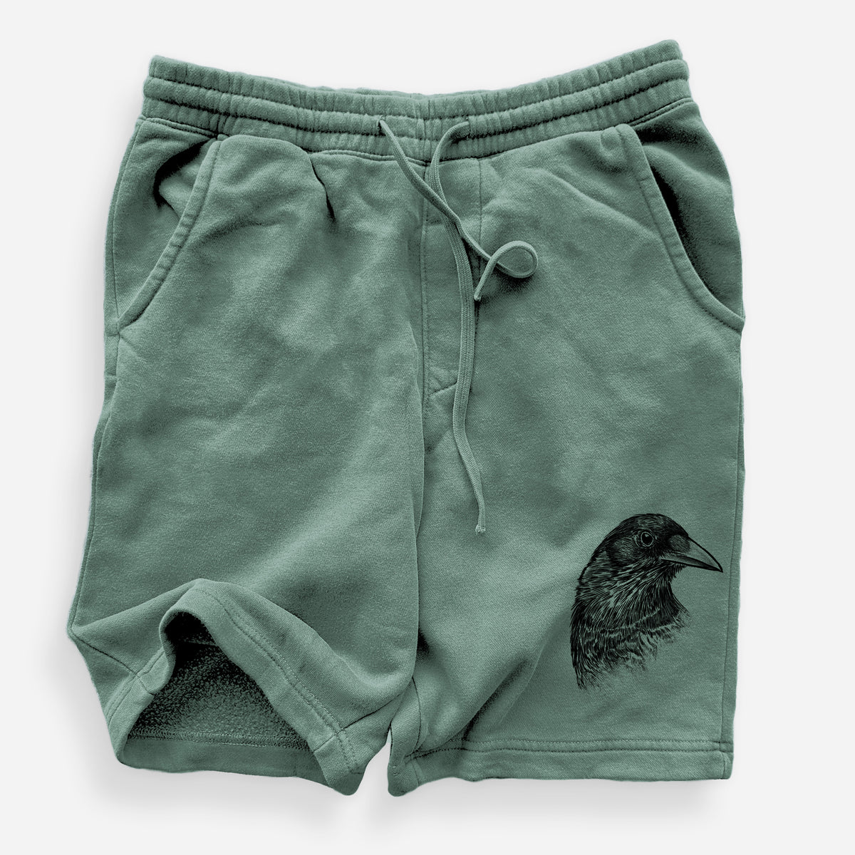 American Crow Bust - Corvus brachyrhynchos - Unisex Pigment Dyed Shorts