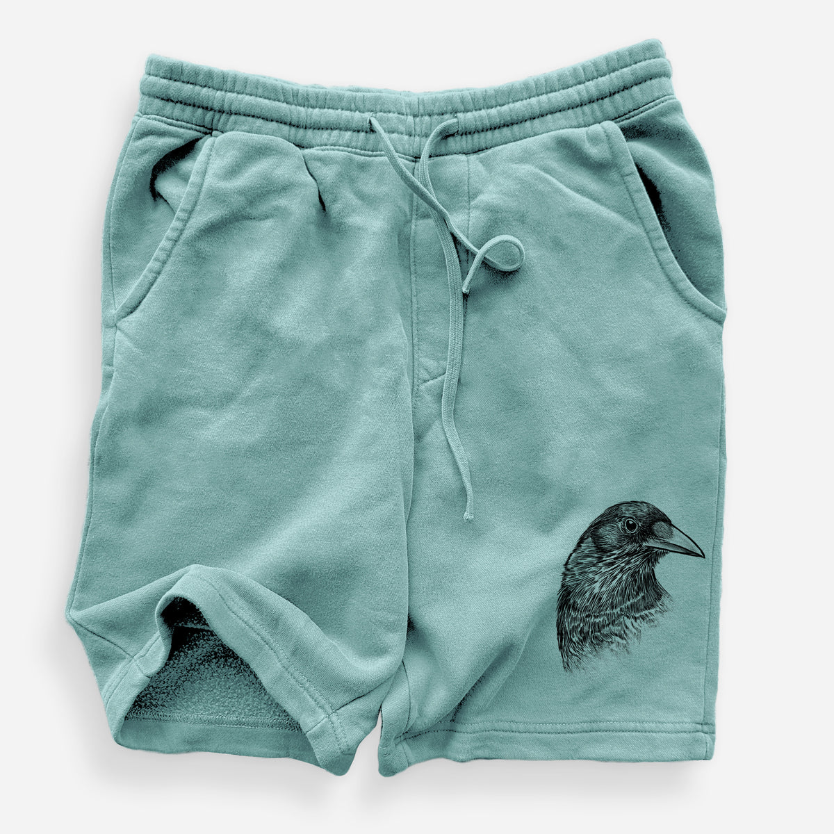 American Crow Bust - Corvus brachyrhynchos - Unisex Pigment Dyed Shorts