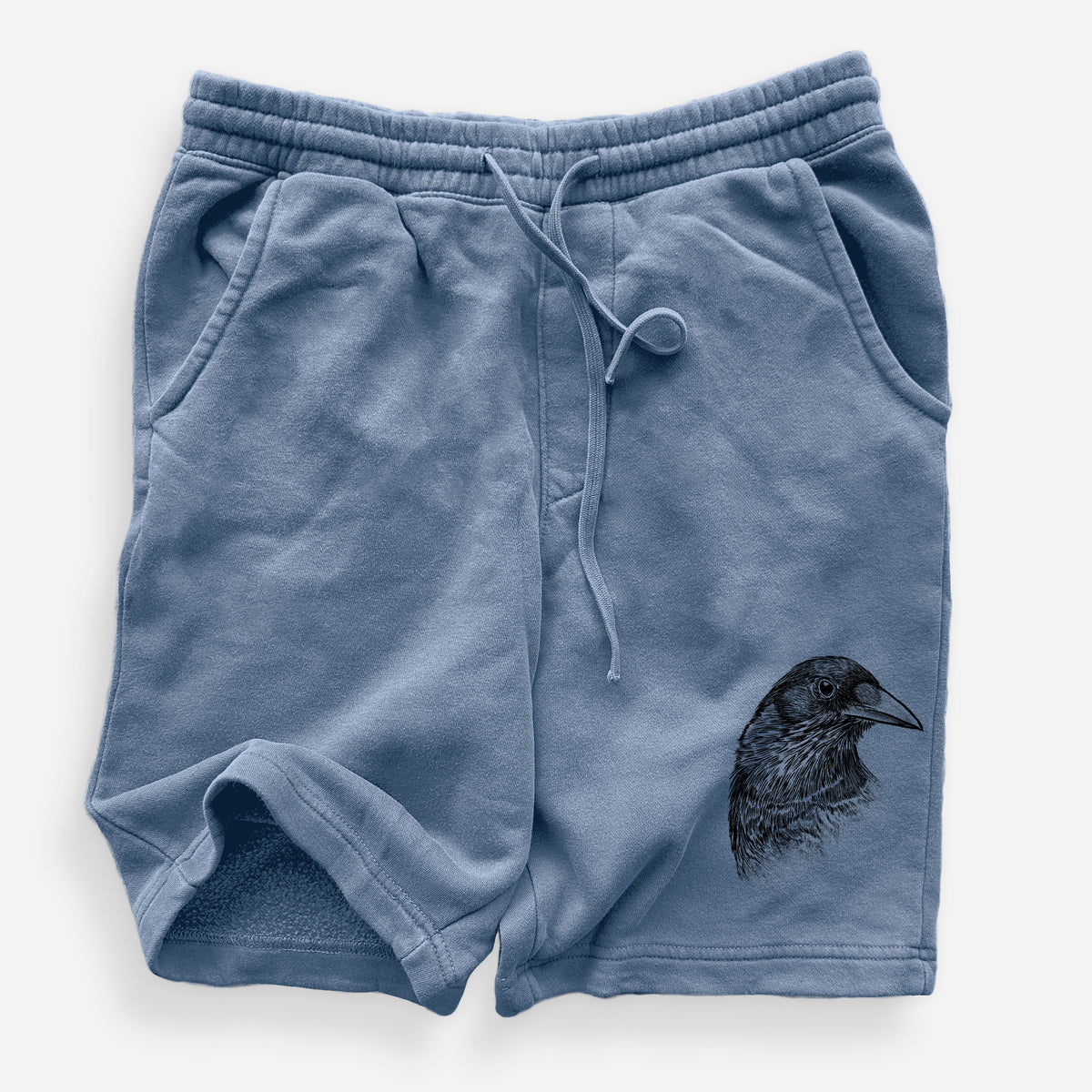 American Crow Bust - Corvus brachyrhynchos - Unisex Pigment Dyed Shorts