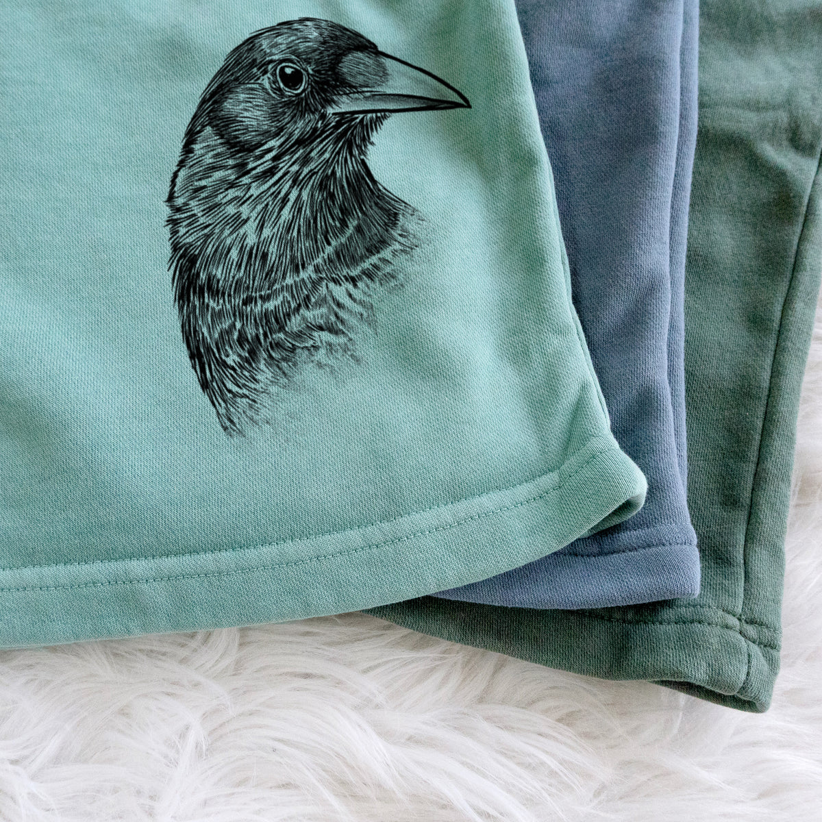 American Crow Bust - Corvus brachyrhynchos - Unisex Pigment Dyed Shorts