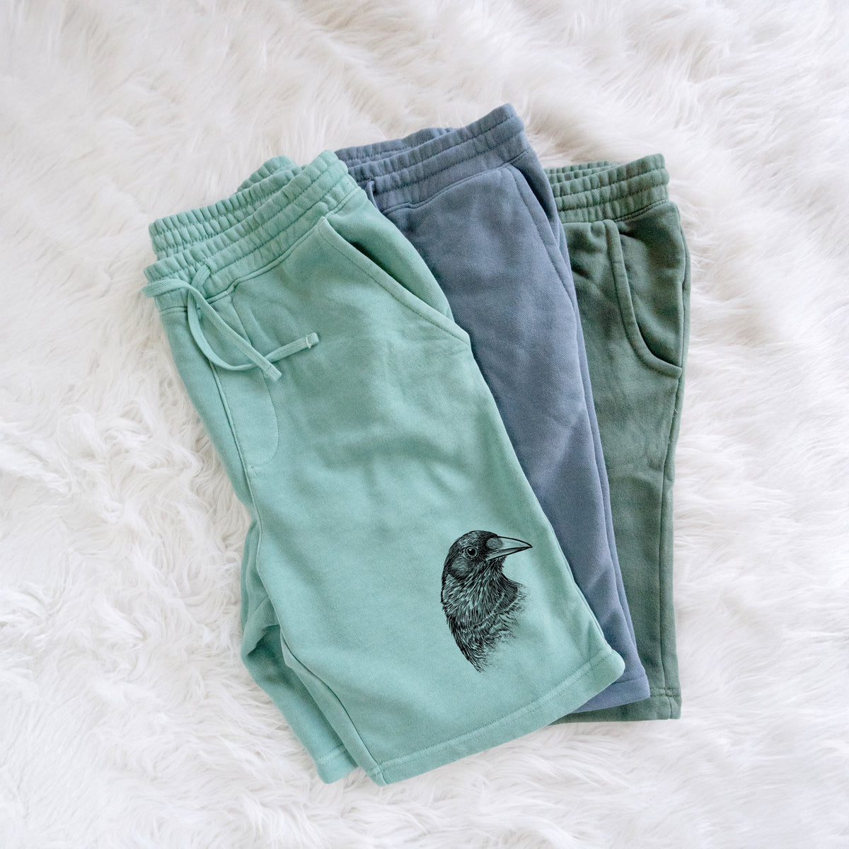American Crow Bust - Corvus brachyrhynchos - Unisex Pigment Dyed Shorts
