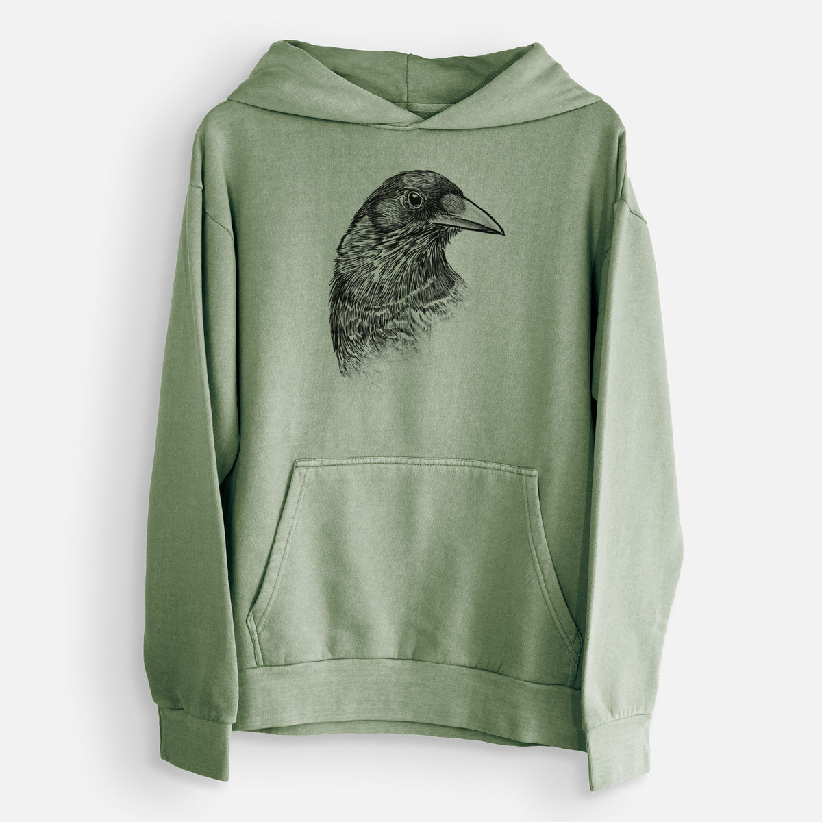 American Crow Bust - Corvus brachyrhynchos  - Urban Heavyweight Hoodie