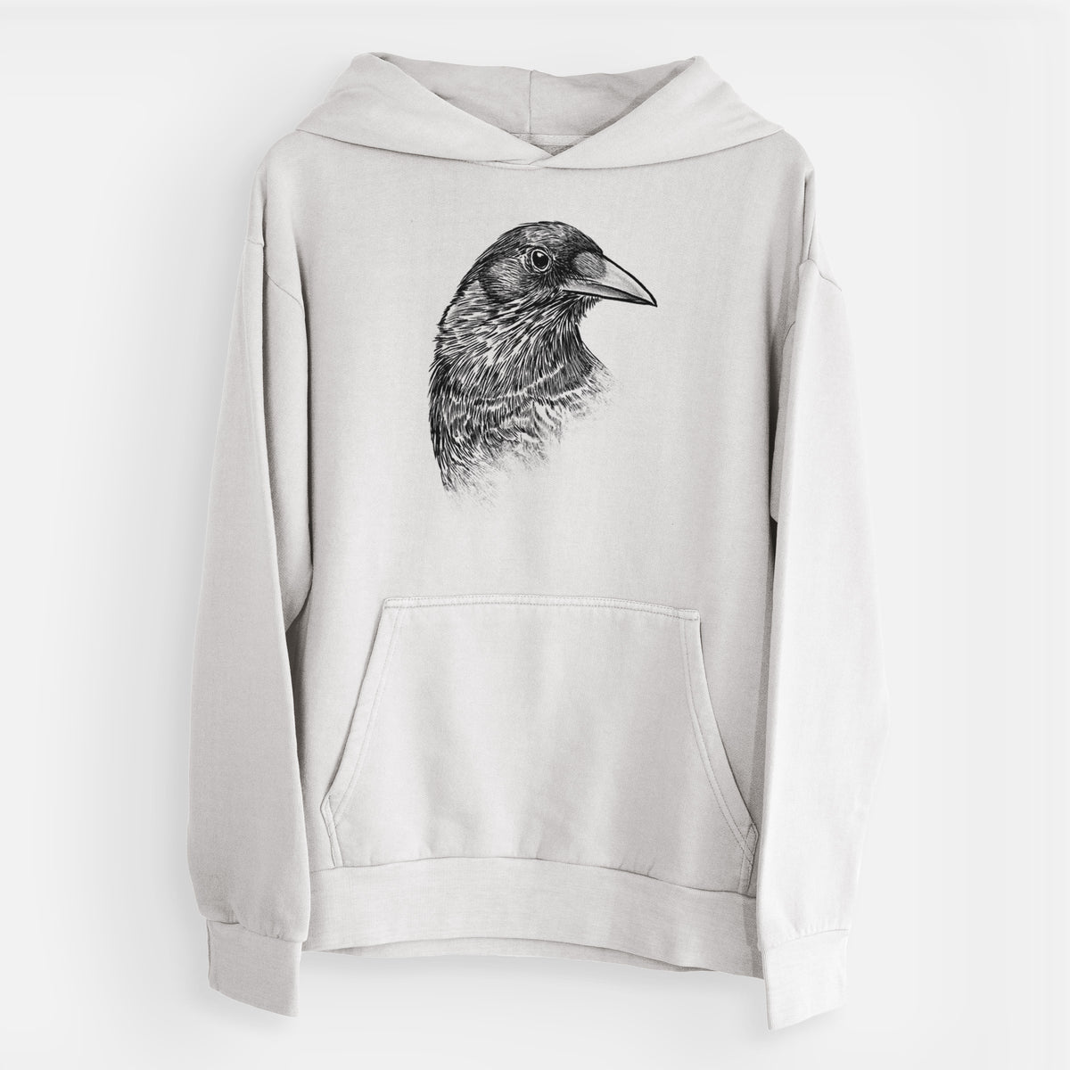 American Crow Bust - Corvus brachyrhynchos  - Urban Heavyweight Hoodie