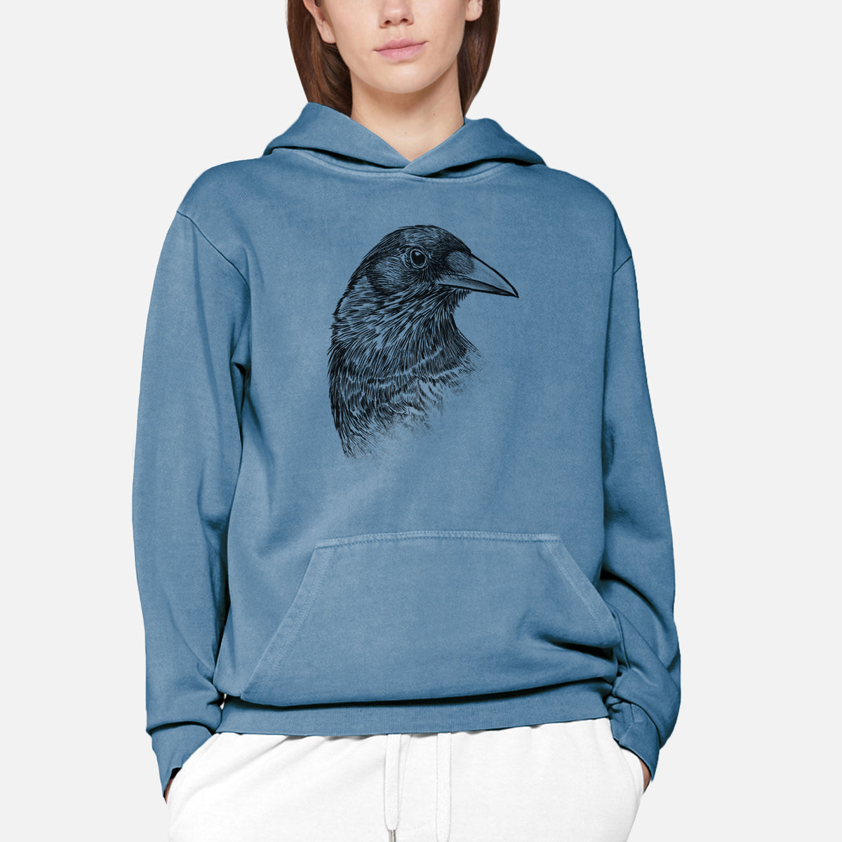 American Crow Bust - Corvus brachyrhynchos  - Urban Heavyweight Hoodie