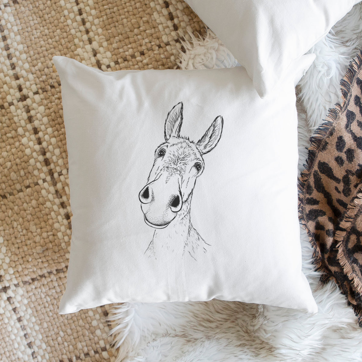 Curious Donkey - Throw Pillow Cover