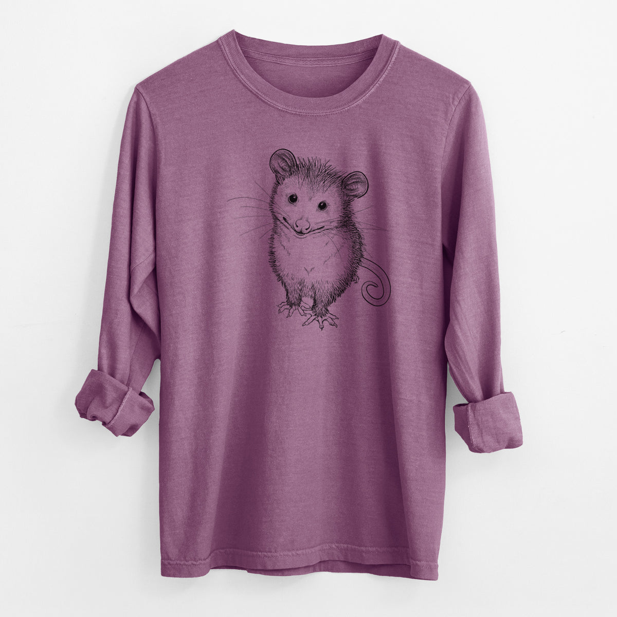 Cute Opossum - Men&#39;s Heavyweight 100% Cotton Long Sleeve