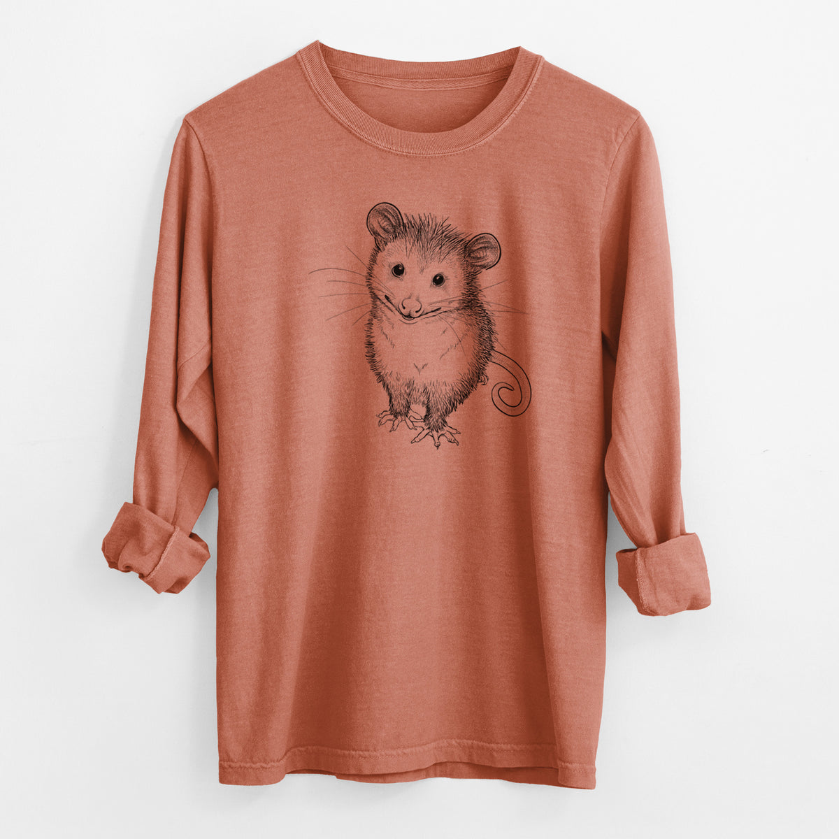 Cute Opossum - Men&#39;s Heavyweight 100% Cotton Long Sleeve