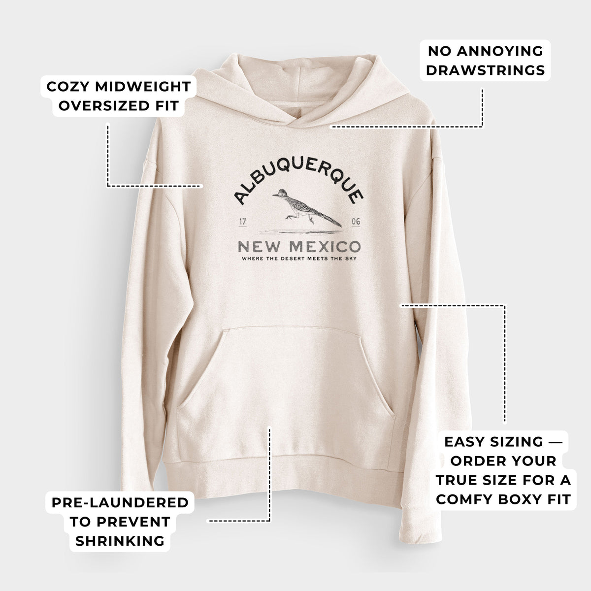 Albuquerque New Mexico Roadrunner  - Bodega Midweight Hoodie