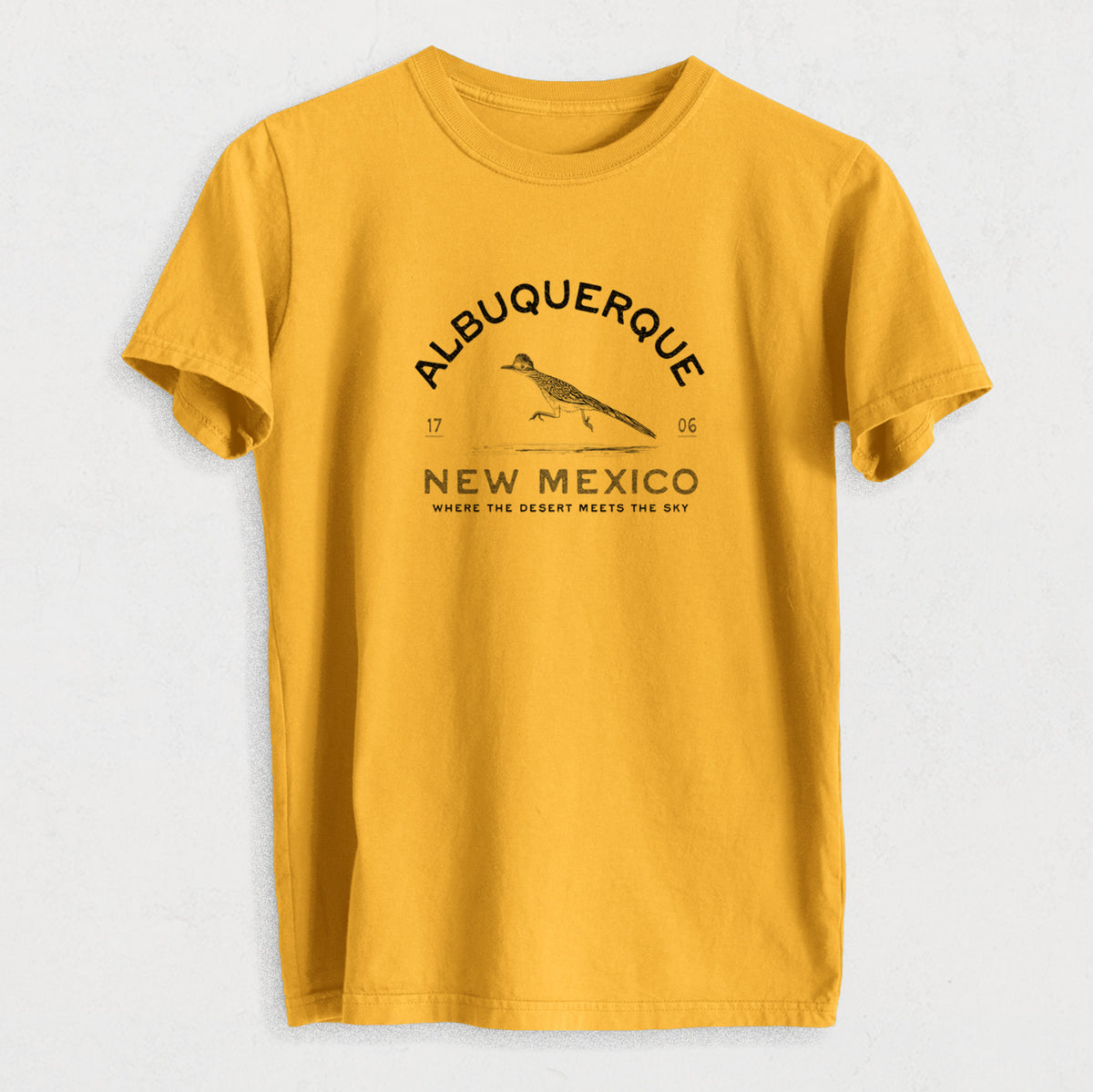 Albuquerque New Mexico Roadrunner - Heavyweight Men&#39;s 100% Organic Cotton Tee