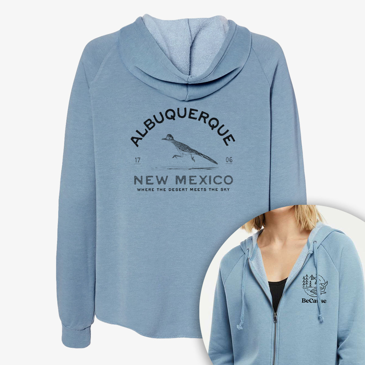 Albuquerque New Mexico Roadrunner - Women&#39;s Cali Wave Zip-Up Sweatshirt