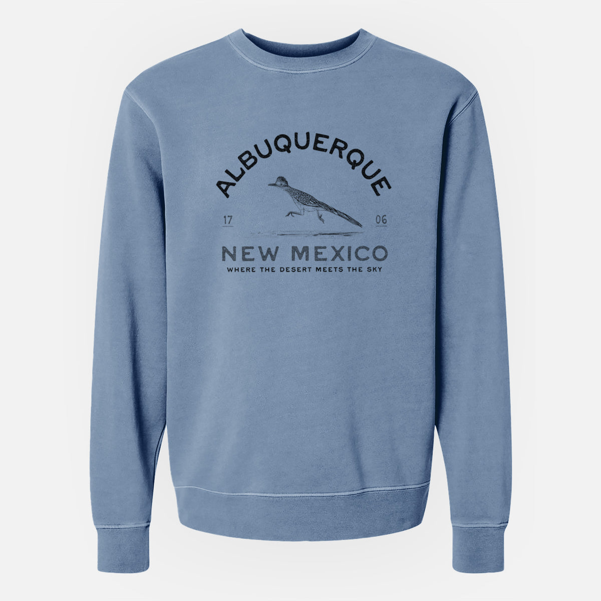 Albuquerque New Mexico Roadrunner - Unisex Pigment Dyed Crew Sweatshirt