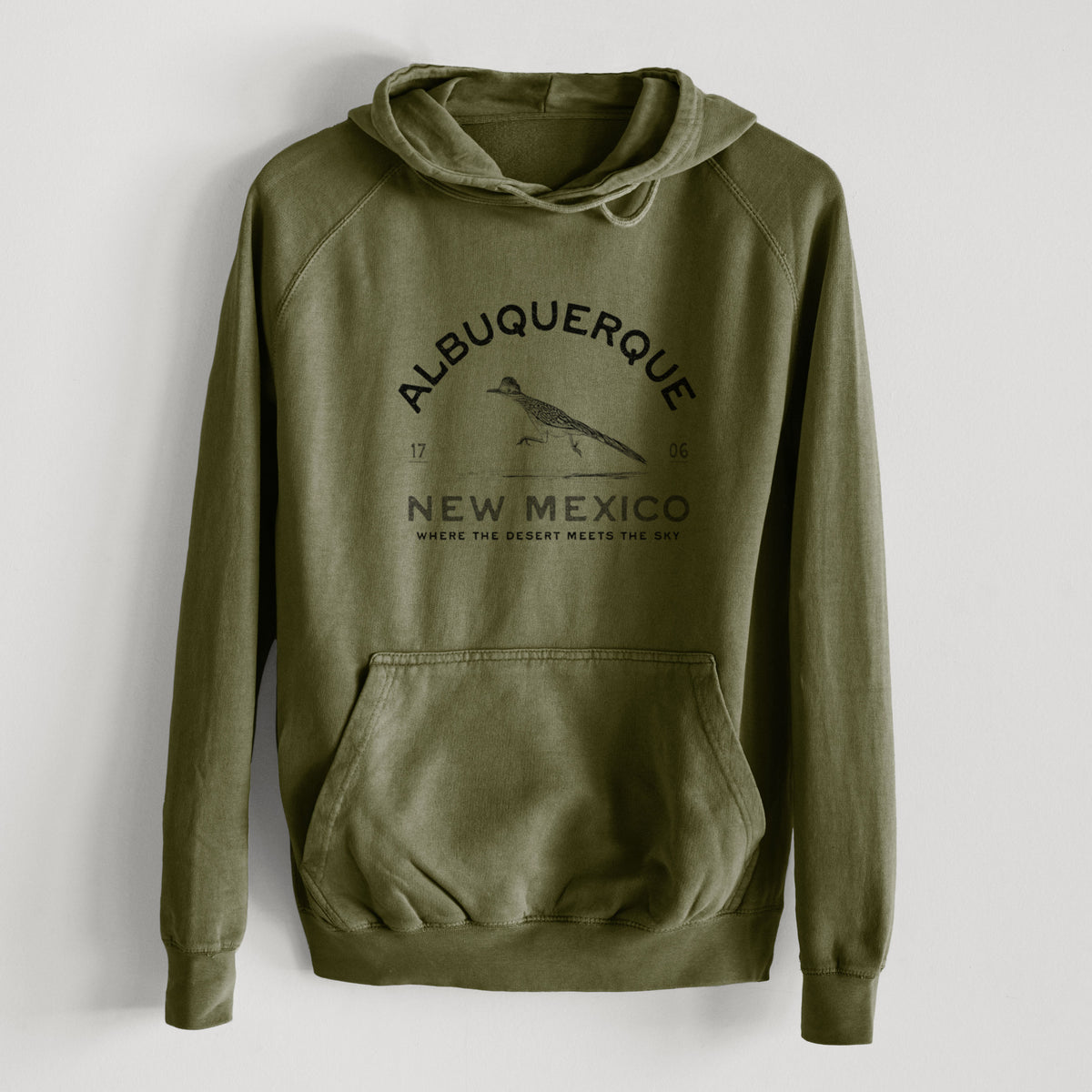 Albuquerque New Mexico Roadrunner  - Mid-Weight Unisex Vintage 100% Cotton Hoodie