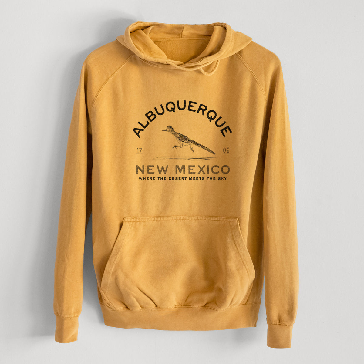 Albuquerque New Mexico Roadrunner  - Mid-Weight Unisex Vintage 100% Cotton Hoodie