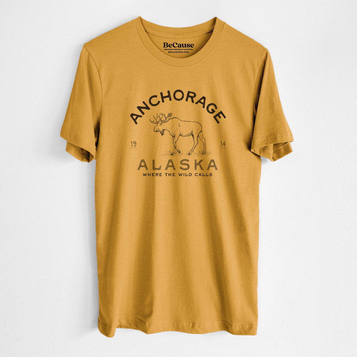 Anchorage Alaska Moose - Lightweight 100% Cotton Unisex Crewneck