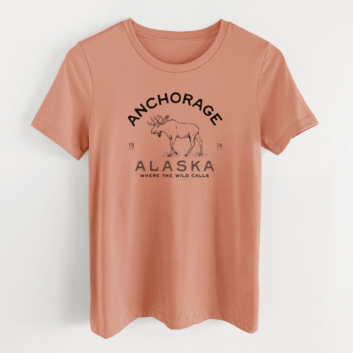 Anchorage Alaska Moose - Women&#39;s Lightweight Relaxed Fit 100% Cotton Crewneck