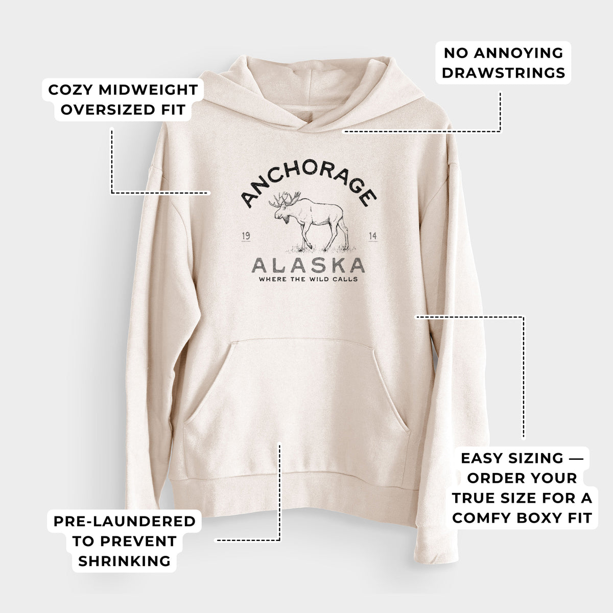 Anchorage Alaska Moose  - Bodega Midweight Hoodie