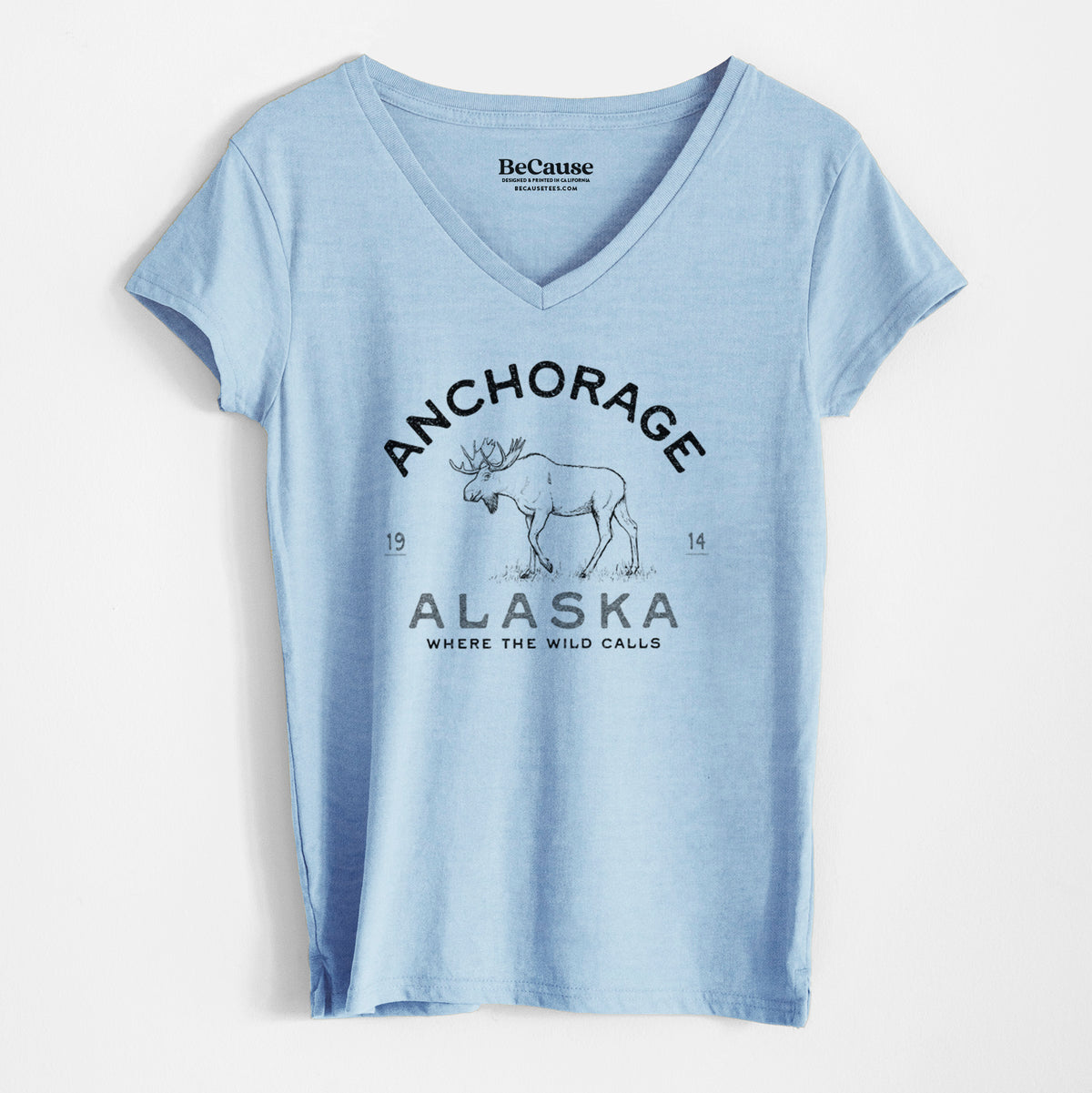 Anchorage Alaska Moose - Women&#39;s 100% Recycled V-neck