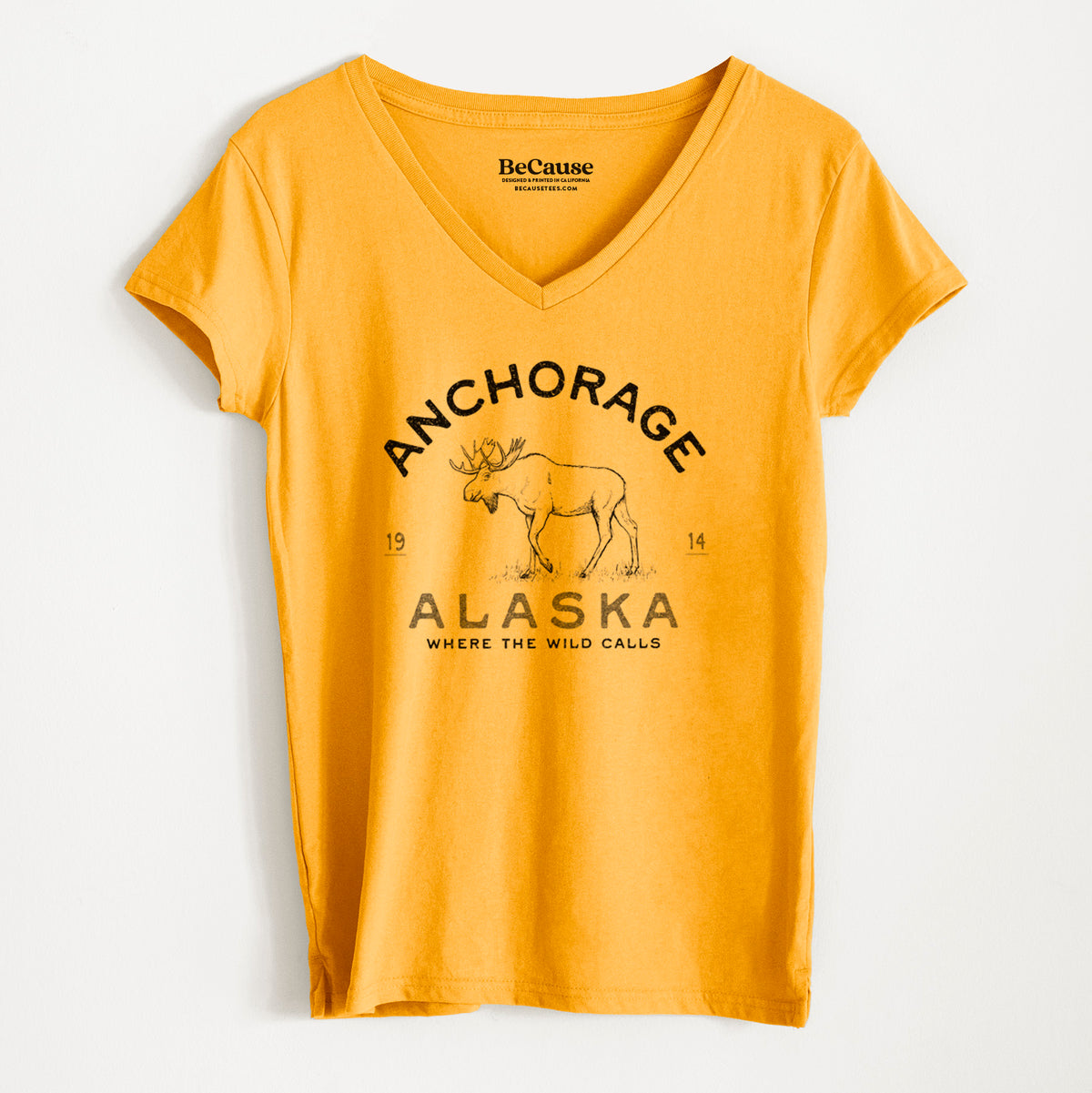 Anchorage Alaska Moose - Women&#39;s 100% Recycled V-neck