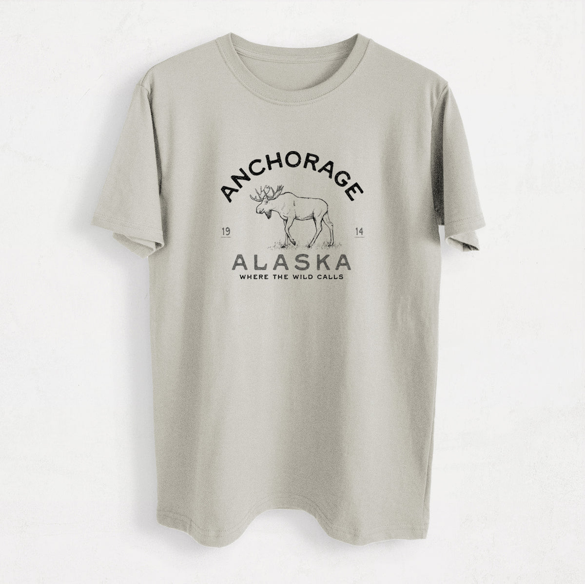 Anchorage Alaska Moose - Heavyweight Men&#39;s 100% Organic Cotton Tee