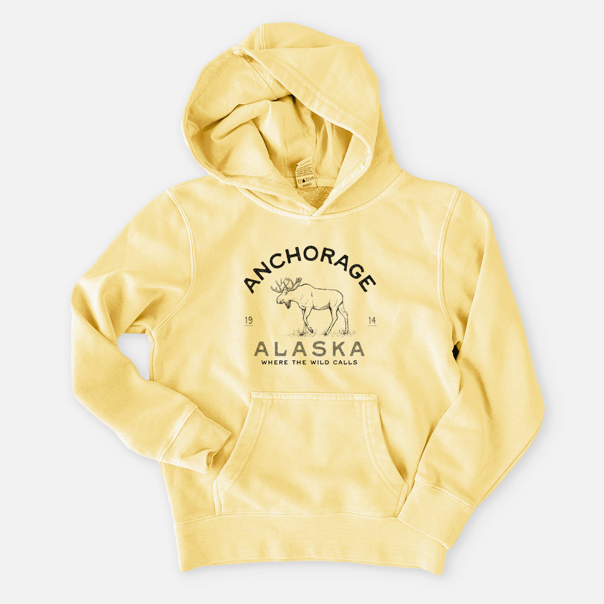 Anchorage Alaska Moose - Youth Pigment Dyed Hoodie