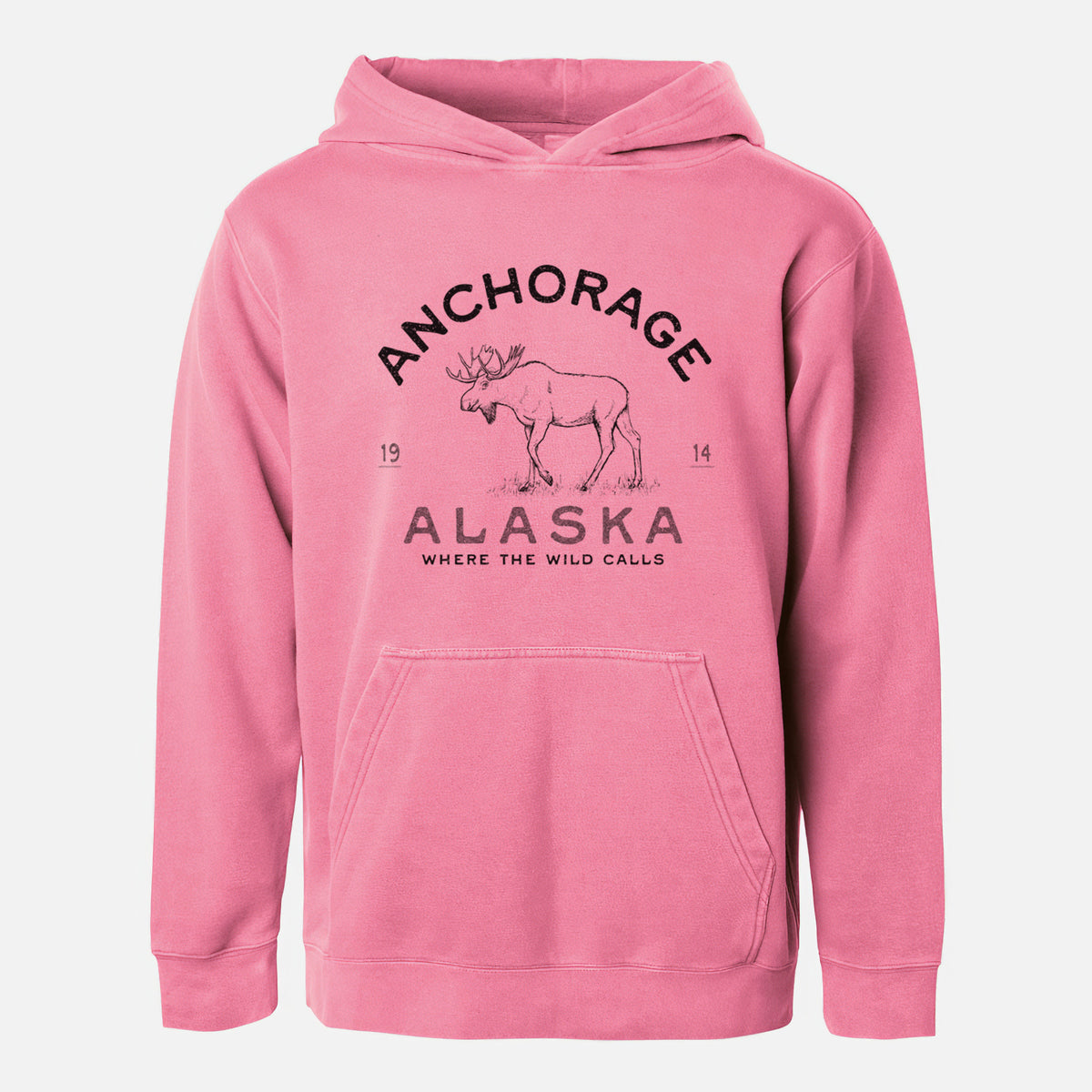 Anchorage Alaska Moose - Youth Pigment Dyed Hoodie