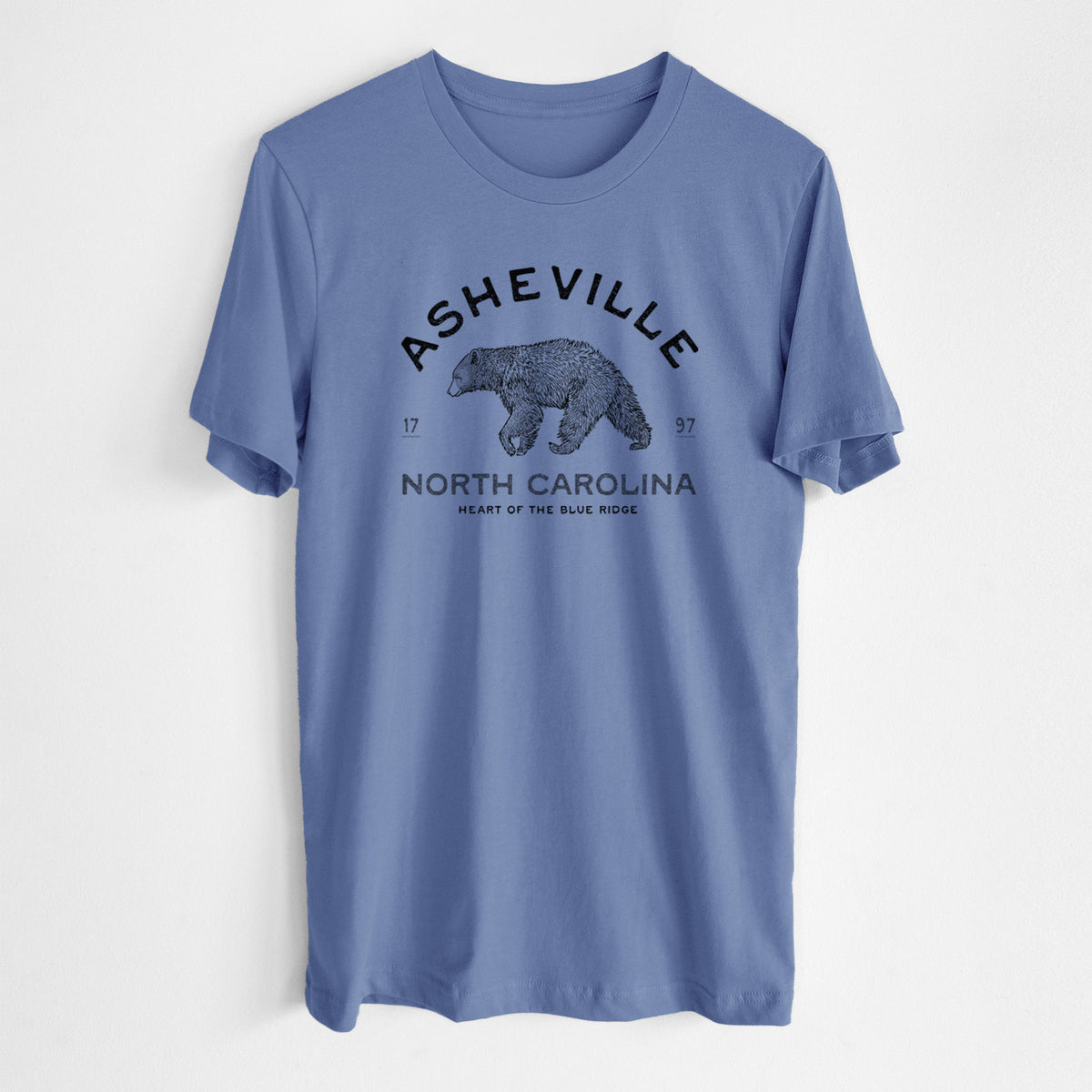 Asheville North Carolina - Black Bear - Lightweight 100% Cotton Unisex Crewneck