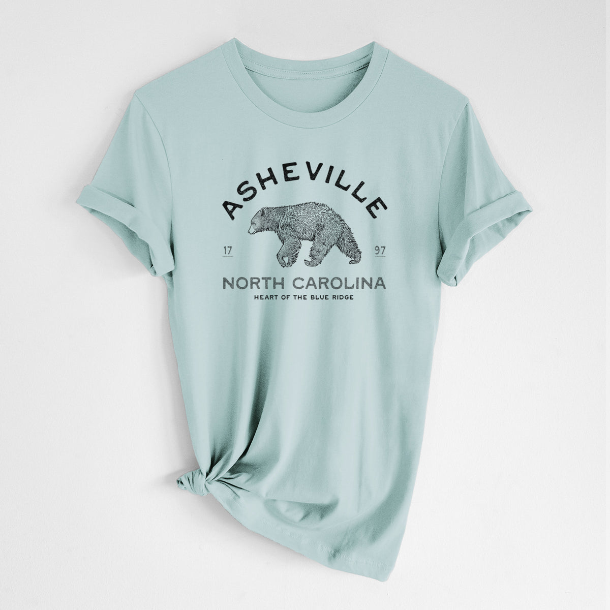 Asheville North Carolina - Black Bear - Lightweight 100% Cotton Unisex Crewneck