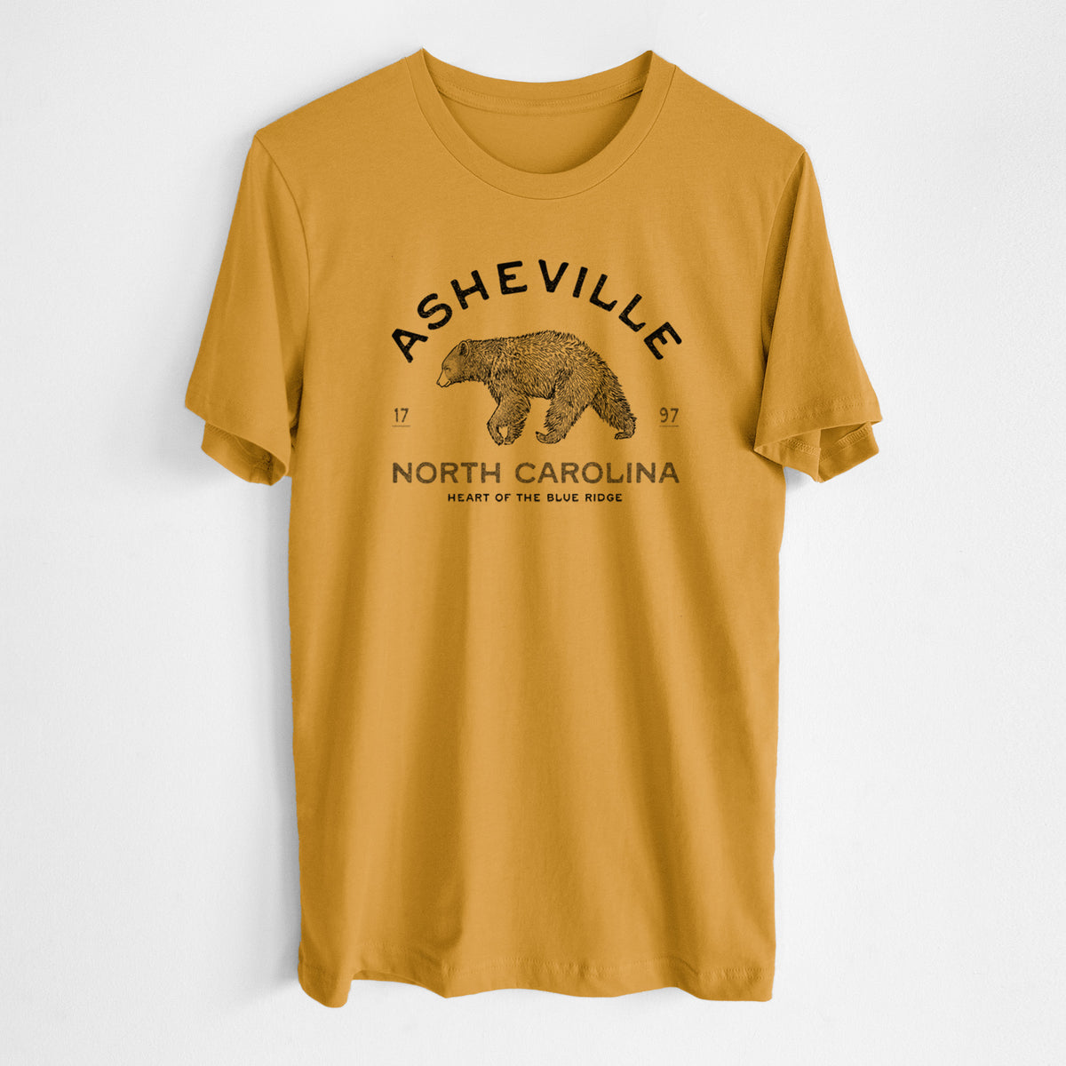 Asheville North Carolina - Black Bear - Lightweight 100% Cotton Unisex Crewneck