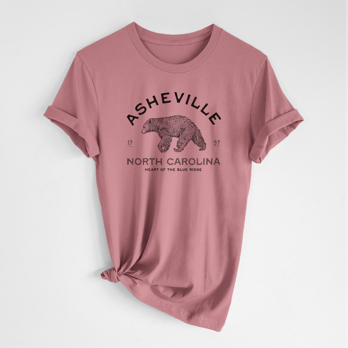 Asheville North Carolina - Black Bear - Lightweight 100% Cotton Unisex Crewneck