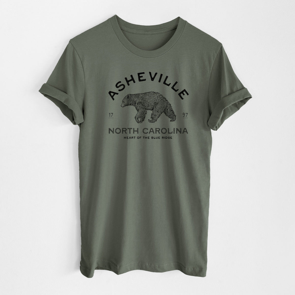 Asheville North Carolina - Black Bear - Lightweight 100% Cotton Unisex Crewneck
